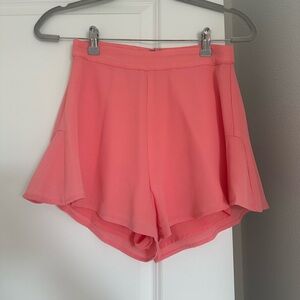 Coral colored flutter shorts